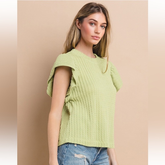 40 Fabulous Flutter Sleeve Textured Knit Top - Picture 3 of 4